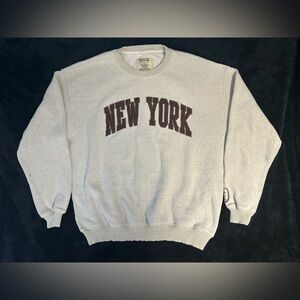 New York Popular NEW YORK Heather Gray Embroidered Sweatshirt Pullover Size XL